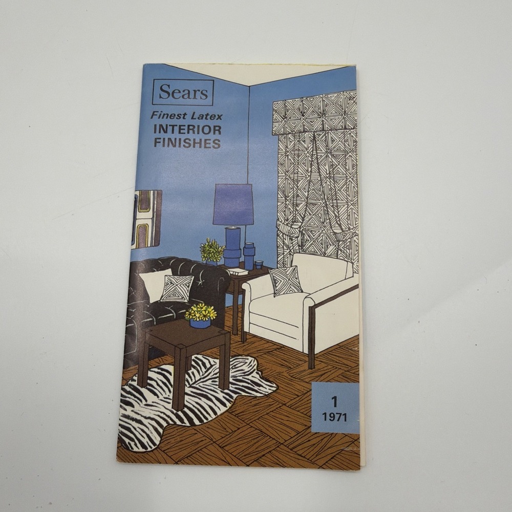 1971 Sears Roebuck & Co. Finest Latex Interior Finishes Brochure w/ Paint Chips